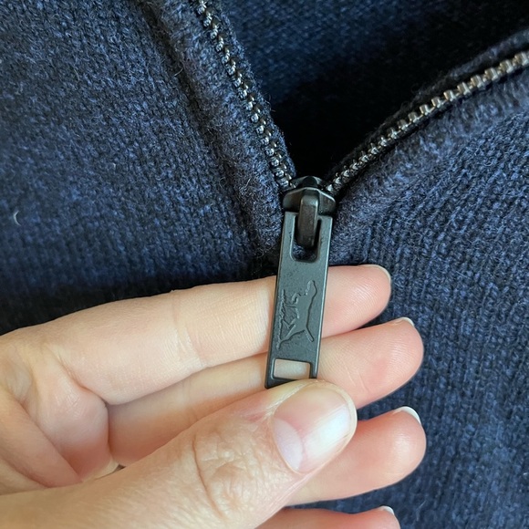 Rodd & Gunn 100% Extra Fine Lambswool Navy Blue Quarter Zip Pullover - Picture 6 of 9